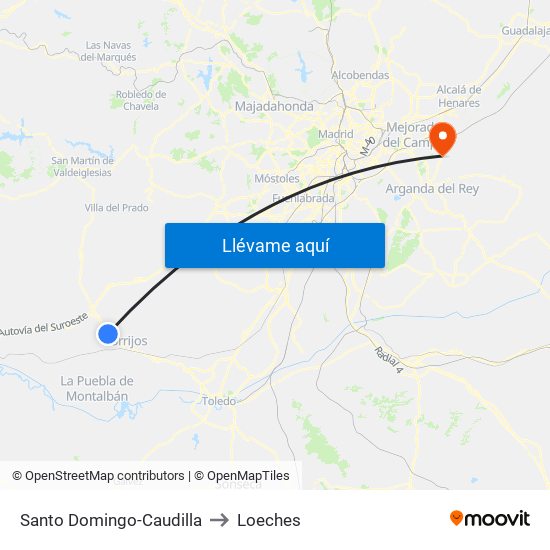 Santo Domingo-Caudilla to Loeches map