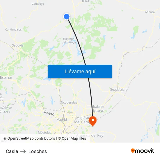 Casla to Loeches map
