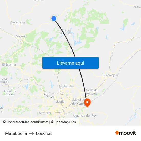 Matabuena to Loeches map