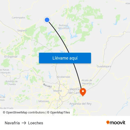 Navafría to Loeches map