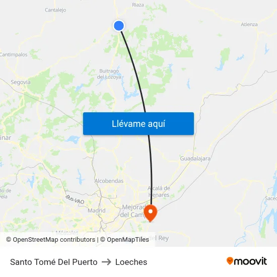 Santo Tomé Del Puerto to Loeches map