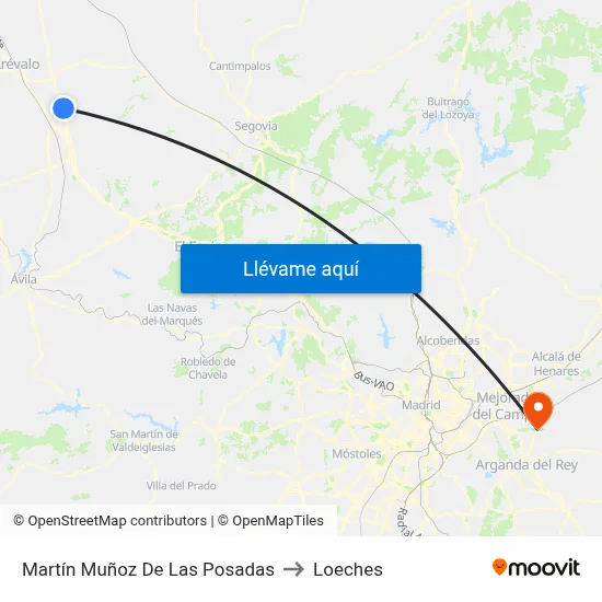 Martín Muñoz De Las Posadas to Loeches map