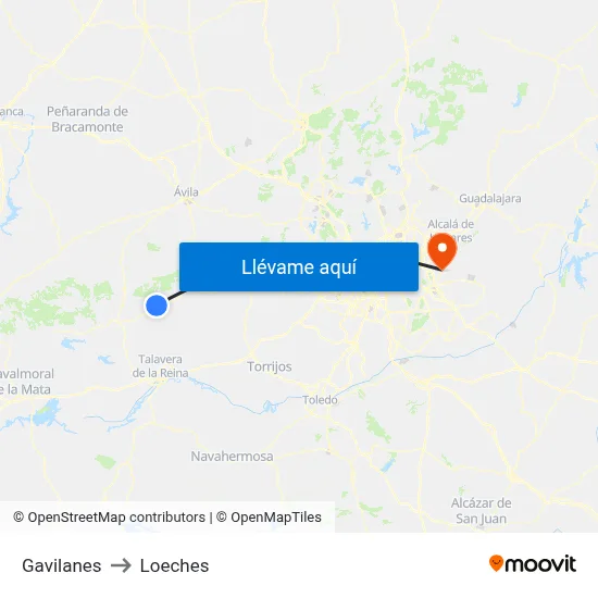 Gavilanes to Loeches map