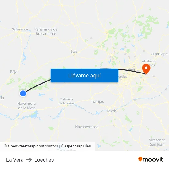 La Vera to Loeches map