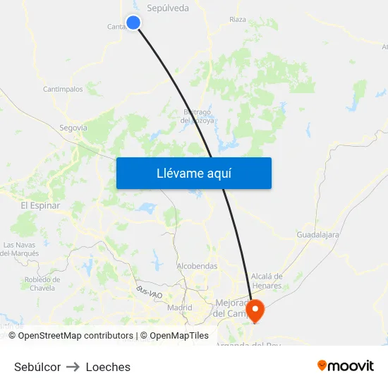 Sebúlcor to Loeches map