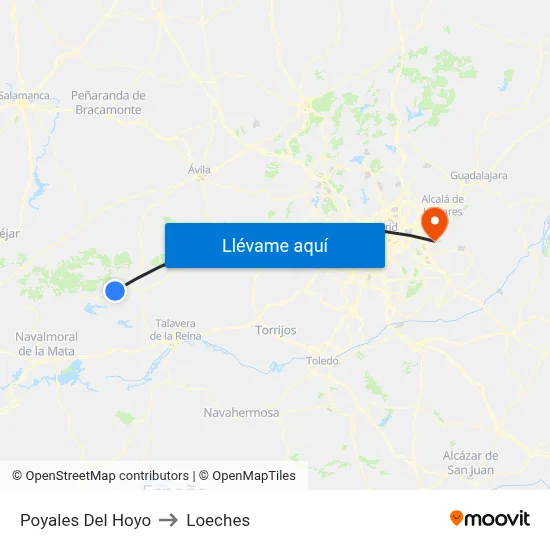 Poyales Del Hoyo to Loeches map