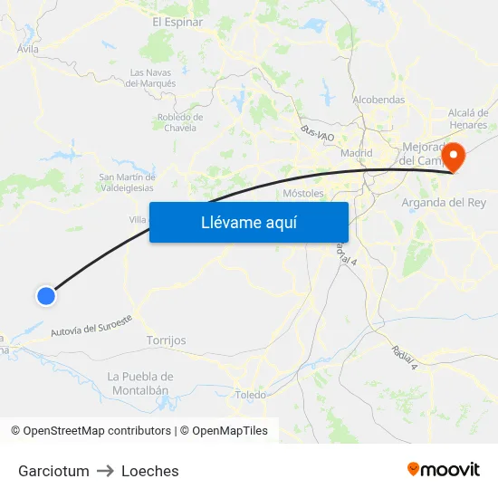 Garciotum to Loeches map