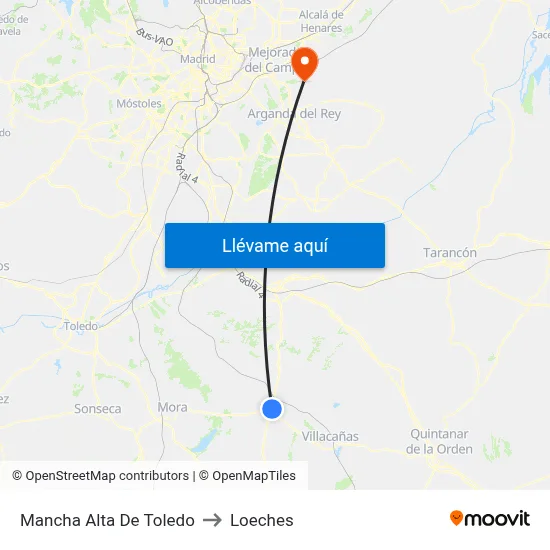 Mancha Alta De Toledo to Loeches map