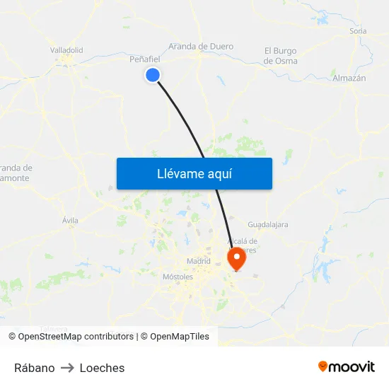 Rábano to Loeches map