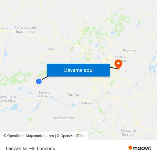 Lanzahíta to Loeches map