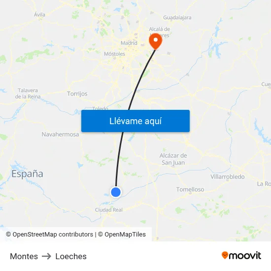 Montes to Loeches map