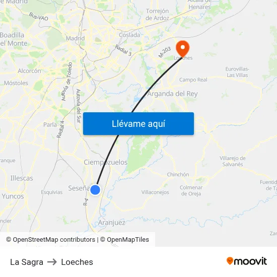 La Sagra to Loeches map