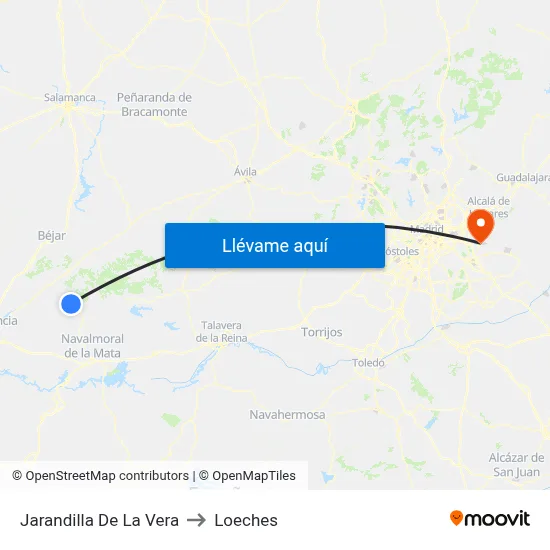 Jarandilla De La Vera to Loeches map