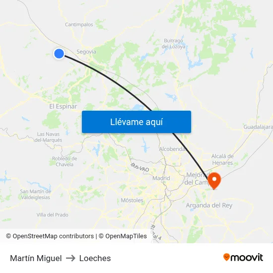 Martín Miguel to Loeches map