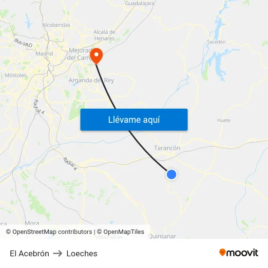 El Acebrón to Loeches map