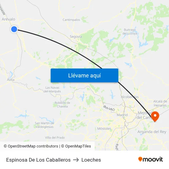 Espinosa De Los Caballeros to Loeches map