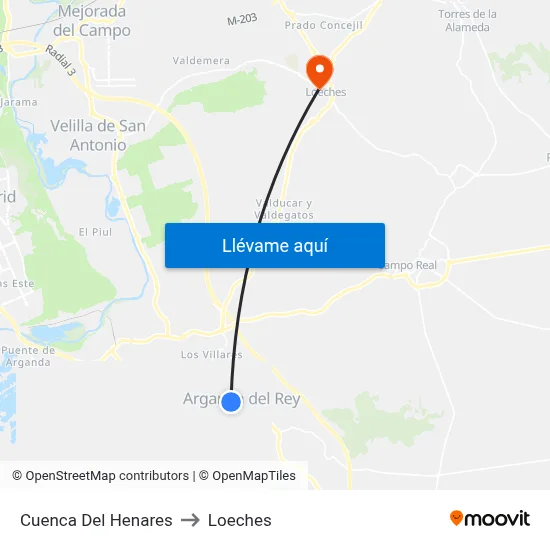Cuenca Del Henares to Loeches map