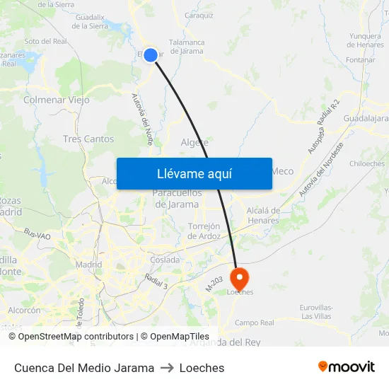 Cuenca Del Medio Jarama to Loeches map