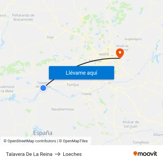 Talavera De La Reina to Loeches map
