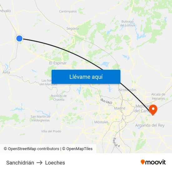 Sanchidrián to Loeches map