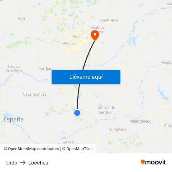 Urda to Loeches map
