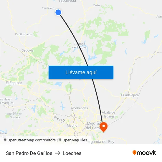 San Pedro De Gaíllos to Loeches map