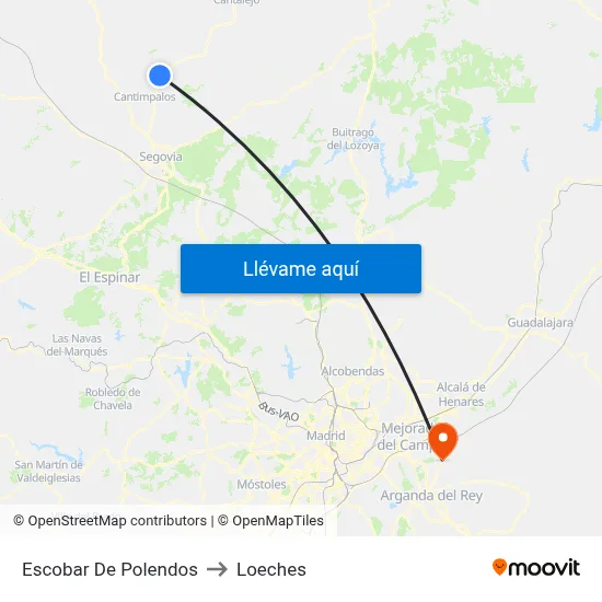 Escobar De Polendos to Loeches map
