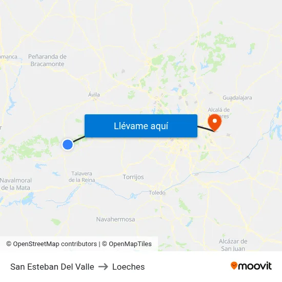 San Esteban Del Valle to Loeches map