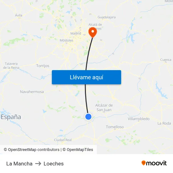 La Mancha to Loeches map