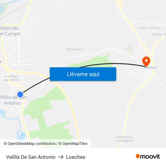 Velilla De San Antonio to Loeches map