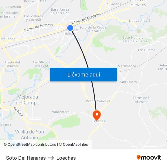 Soto Del Henares to Loeches map