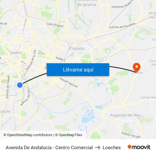 Avenida De Andalucía - Centro Comercial to Loeches map