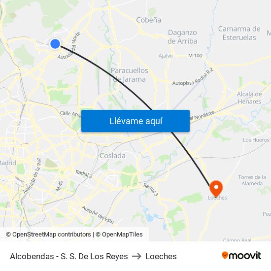 Alcobendas - S. S. De Los Reyes to Loeches map