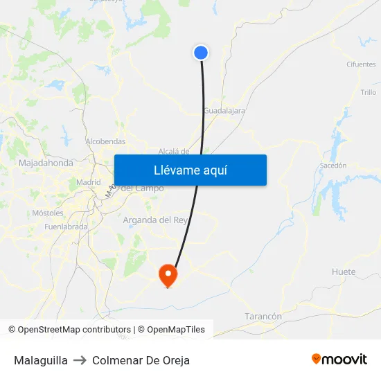 Malaguilla to Colmenar De Oreja map