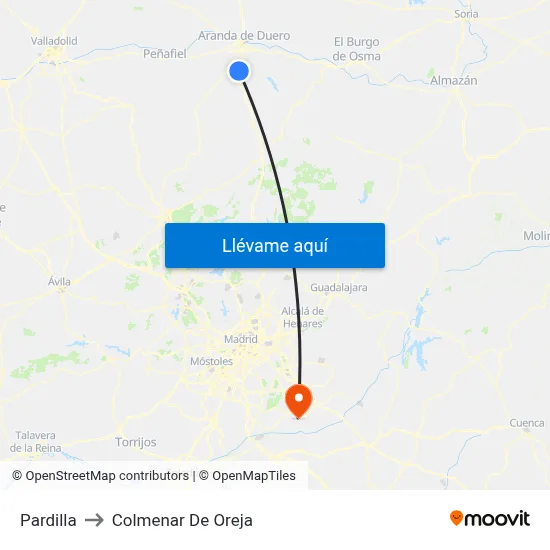 Pardilla to Colmenar De Oreja map