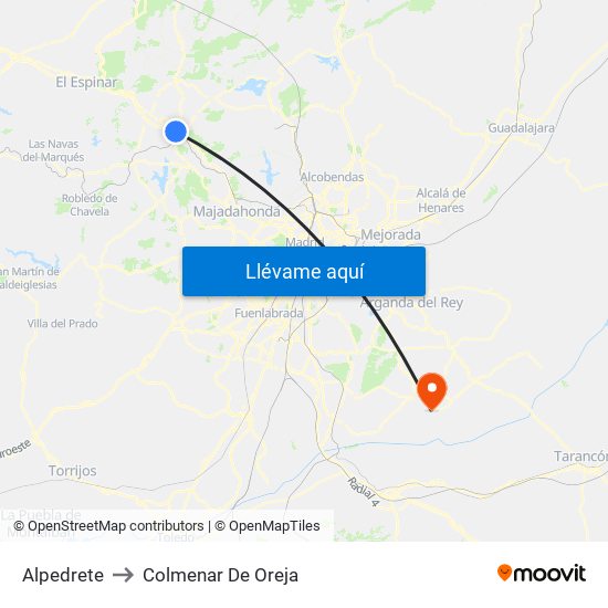 Alpedrete to Colmenar De Oreja map