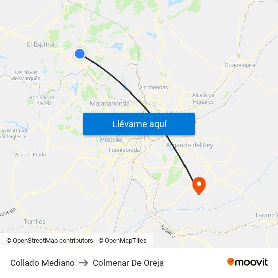 Collado Mediano to Colmenar De Oreja map