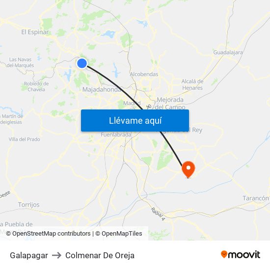 Galapagar to Colmenar De Oreja map