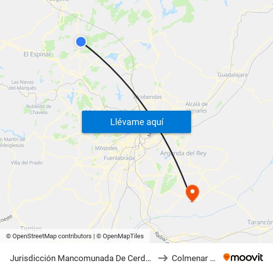 Jurisdicción Mancomunada De Cerdedilla Y Navacerrada to Colmenar De Oreja map