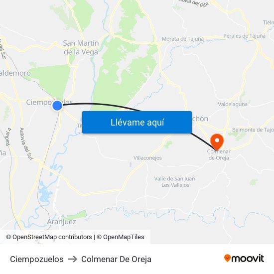 Ciempozuelos to Colmenar De Oreja map