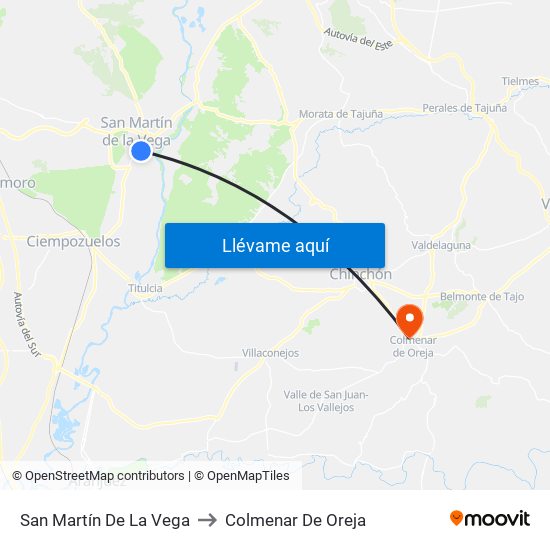 San Martín De La Vega to Colmenar De Oreja map