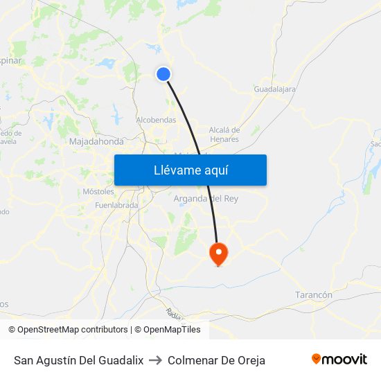 San Agustín Del Guadalix to Colmenar De Oreja map