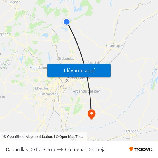 Cabanillas De La Sierra to Colmenar De Oreja map