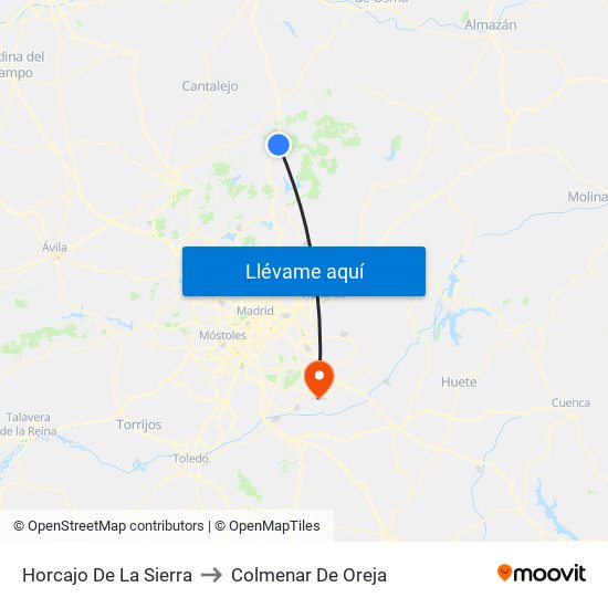 Horcajo De La Sierra to Colmenar De Oreja map