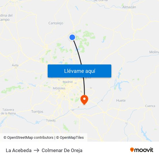 La Acebeda to Colmenar De Oreja map