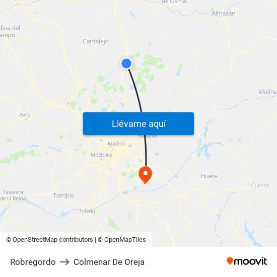 Robregordo to Colmenar De Oreja map