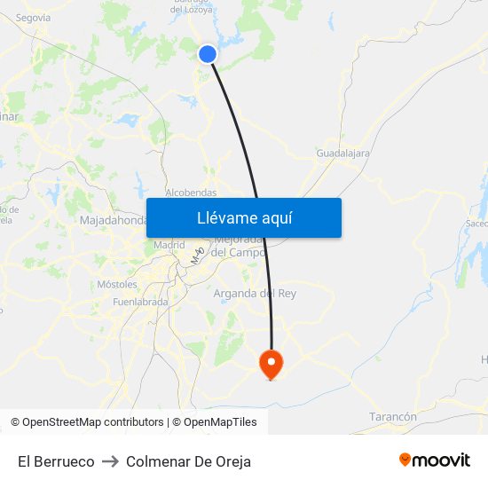 El Berrueco to Colmenar De Oreja map