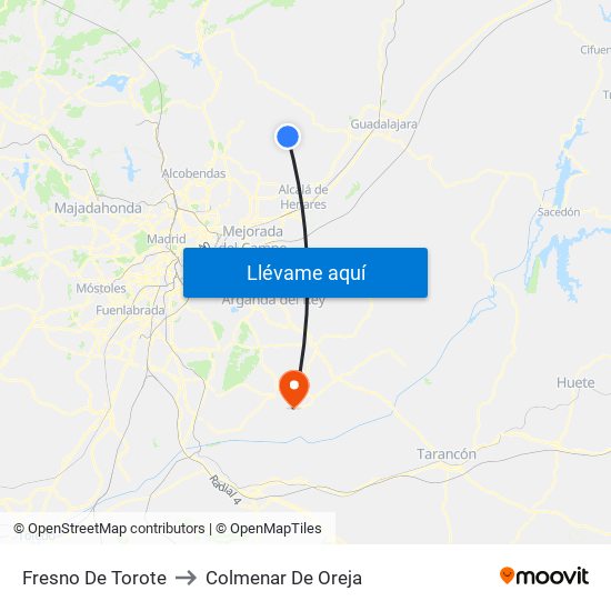 Fresno De Torote to Colmenar De Oreja map
