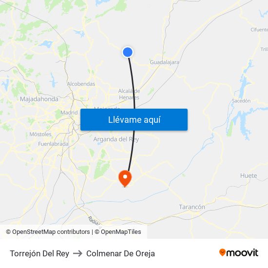 Torrejón Del Rey to Colmenar De Oreja map