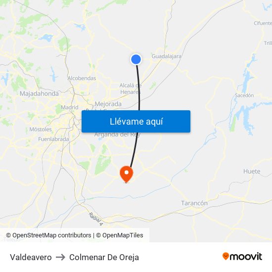 Valdeavero to Colmenar De Oreja map